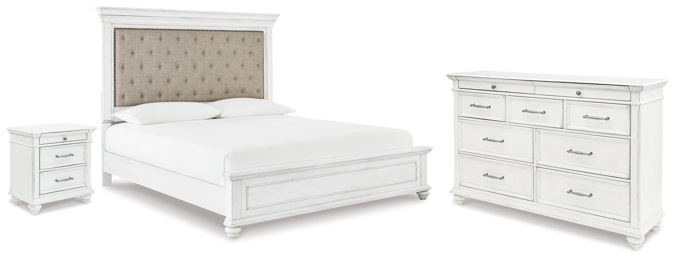 J&M Furniture - Ashley Furniture - Kanwyn King Upholstered Panel Bed, Dresser and Nightstand - King Upholstered Panel Bed, Dresser and Nightstand - B777B35