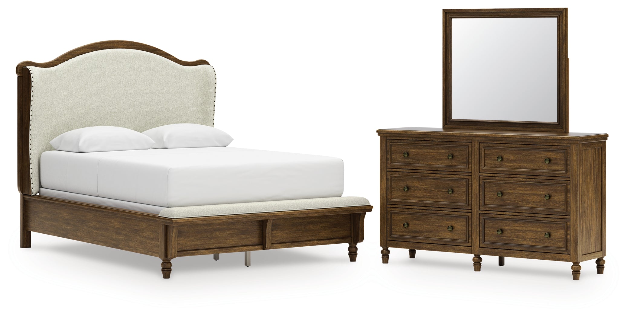 J&M Furniture - Ashley Furniture - Sturlayne Queen Upholstered Panel Bed, Dresser and Mirror - Queen Upholstered Panel Bed, Dresser and Mirror - B787B3