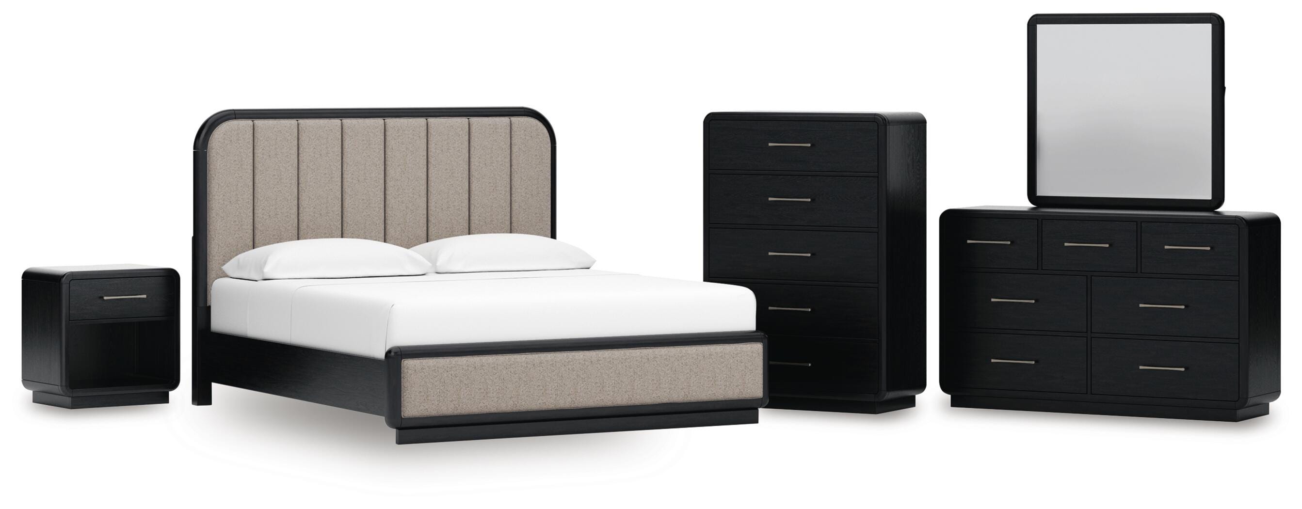 J&M Furniture - Ashley Furniture - Rowanbeck King Panel Bed, Dresser, Mirror, Chest and Nightstand - King Panel Bed, Dresser, Mirror, Chest and Nightstand - B821B8