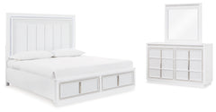 J&M Furniture - Ashley Furniture - Chalanna Queen Upholstered Storage Bed, Dresser and Mirror - Queen Upholstered Storage Bed, Dresser and Mirror - B822B3