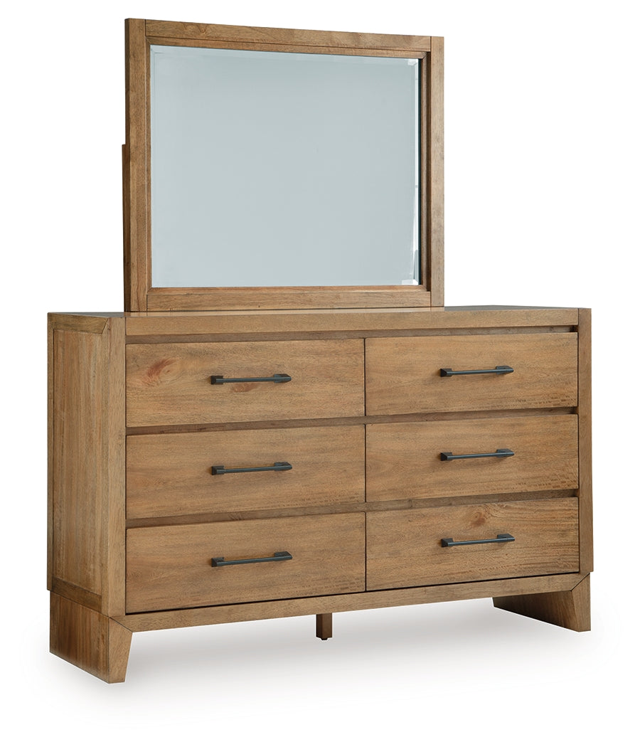 J&M Furniture - Ashley Furniture - Sherbana Dresser and Mirror - Dresser and Mirror / Light Brown - B833B1