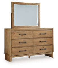 J&M Furniture - Ashley Furniture - Sherbana Dresser and Mirror - Dresser and Mirror / Light Brown - B833B1