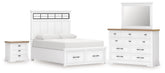 J&M Furniture - Ashley Furniture - Ashbryn King Panel Storage Bed, Dresser, Mirror and Nightstand - King Panel Storage Bed, Dresser, Mirror and Nightstand - B844B9