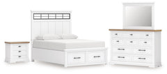 J&M Furniture - Ashley Furniture - Ashbryn King Panel Storage Bed, Dresser, Mirror and Nightstand - King Panel Storage Bed, Dresser, Mirror and Nightstand - B844B9