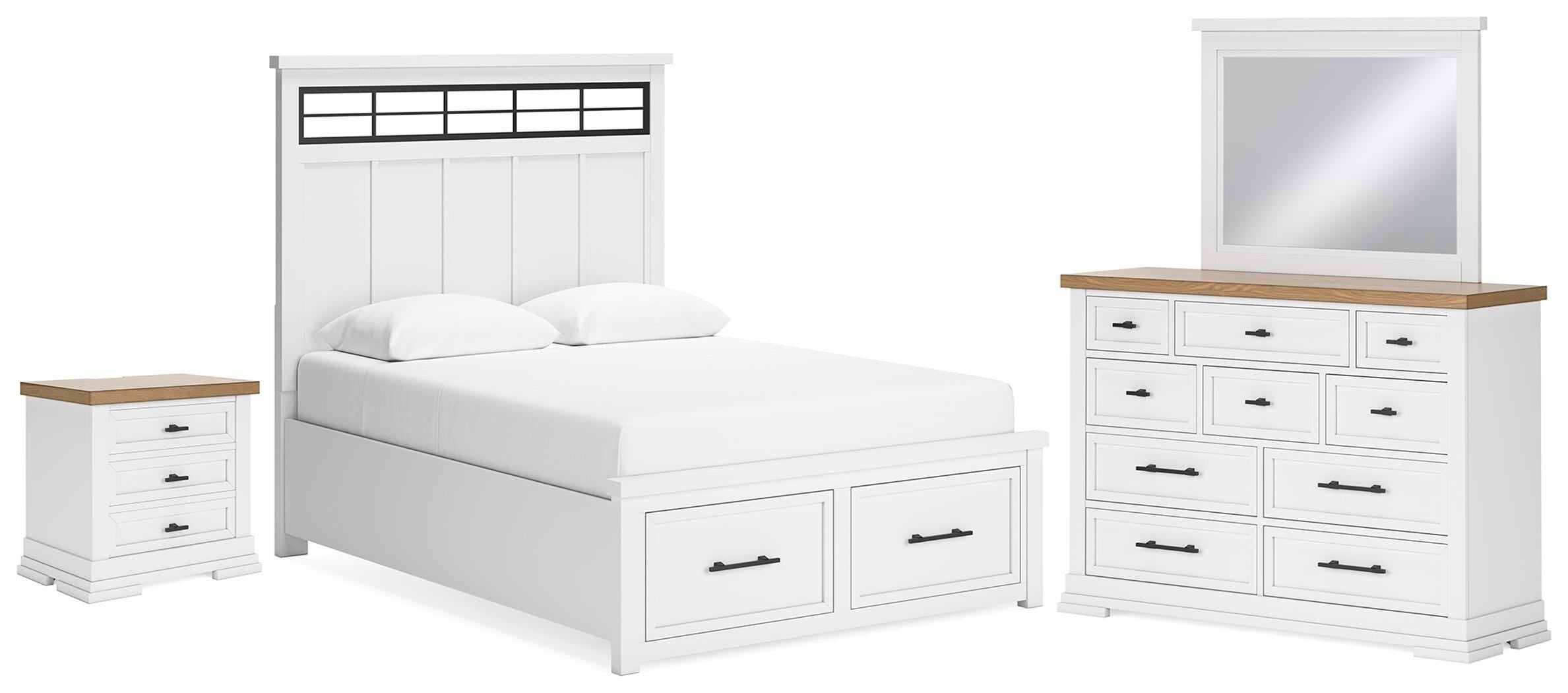 J&M Furniture - Ashley Furniture - Ashbryn Queen Storage Bed, Dresser, Mirror and Nightstand - Queen Storage Bed, Dresser, Mirror and Nightstand - B844B8