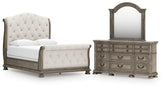 J&M Furniture - Ashley Furniture - Ardenfield Queen Upholstered Sleigh Bed, Dresser and Mirror - Queen Upholstered Sleigh Bed, Dresser and Mirror - B944B3