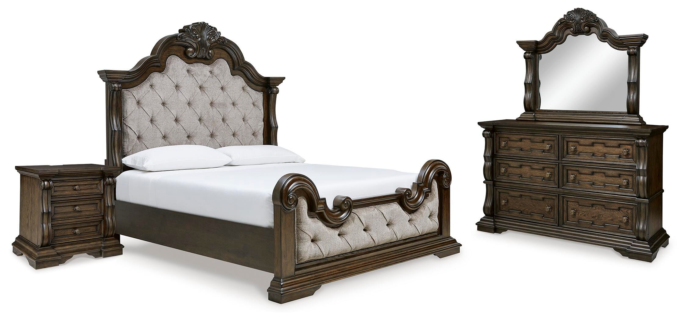 J&M Furniture - Ashley Furniture - Maylee California King Panel Bed, Dresser, Mirror and Nightstand - California King Panel Bed, Dresser, Mirror and Nightstand - B947B17