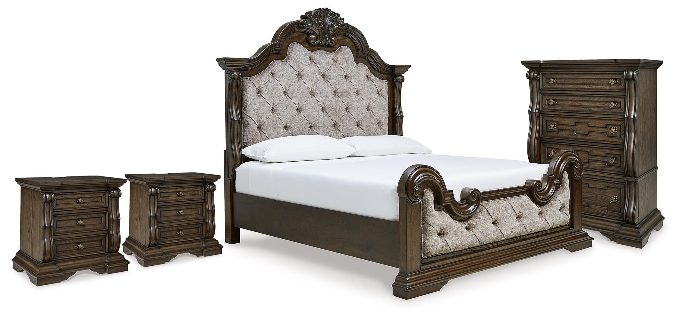 J&M Furniture - Ashley Furniture - Maylee King Upholstered Panel Bed, Chest and 2 Nightstands - King Upholstered Panel Bed, Chest and 2 Nightstands - B947B19