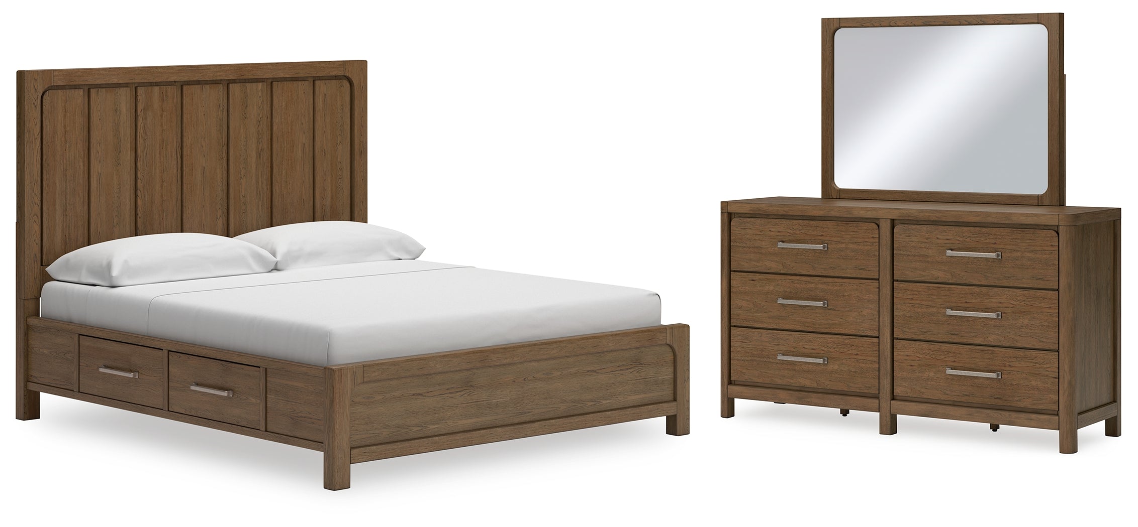 J&M Furniture - Ashley Furniture - Cabalynn King Panel Bed with Storage, Dresser and Mirror - King Panel Bed with Storage, Dresser and Mirror - B974B12