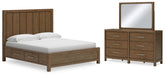 J&M Furniture - Ashley Furniture - Cabalynn King Panel Bed with Storage, Dresser and Mirror - King Panel Bed with Storage, Dresser and Mirror - B974B12