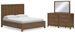 J&M Furniture - Ashley Furniture - Cabalynn King Panel Bed with Storage, Dresser and Mirror - King Panel Bed with Storage, Dresser and Mirror - B974B12