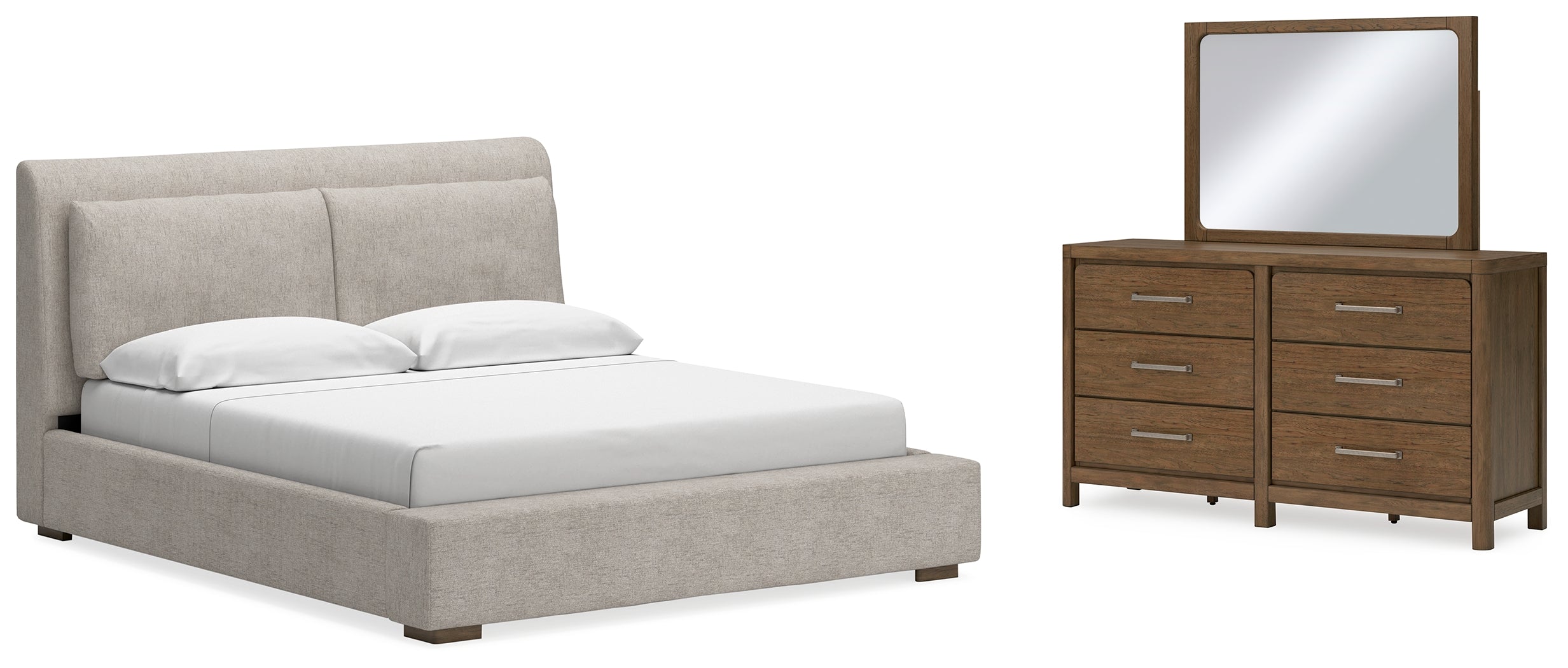 J&M Furniture - Ashley Furniture - Cabalynn King Upholstered Bed, Dresser and Mirror - King Upholstered Bed, Dresser and Mirror - B974B10