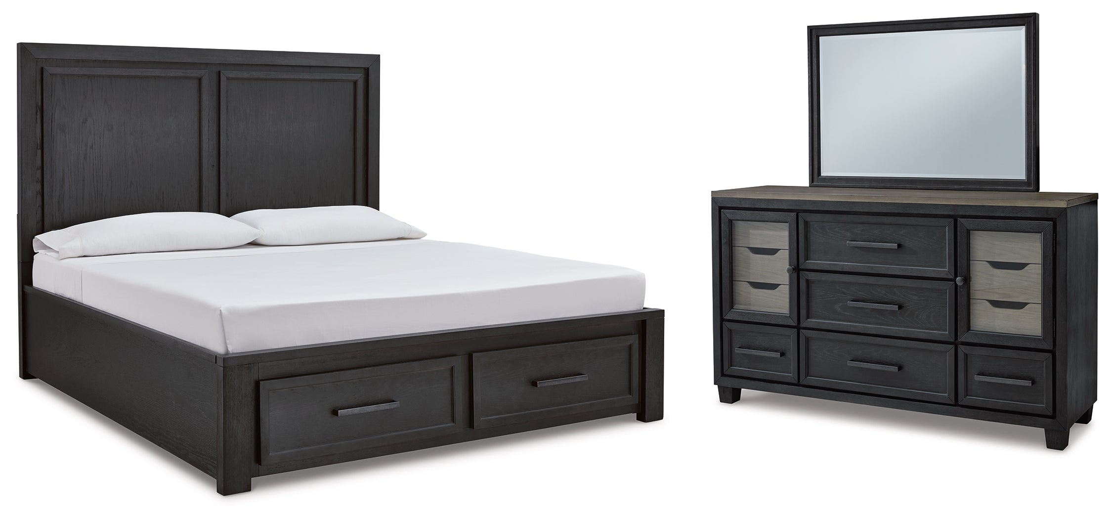 J&M Furniture - Ashley Furniture - Foyland California King Panel Storage Bed, Dresser and Mirror - California King Panel Storage Bed, Dresser and Mirror - B989B8