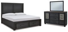 J&M Furniture - Ashley Furniture - Foyland King Panel Storage Bed, Dresser and Mirror - King Panel Storage Bed, Dresser and Mirror - B989B7