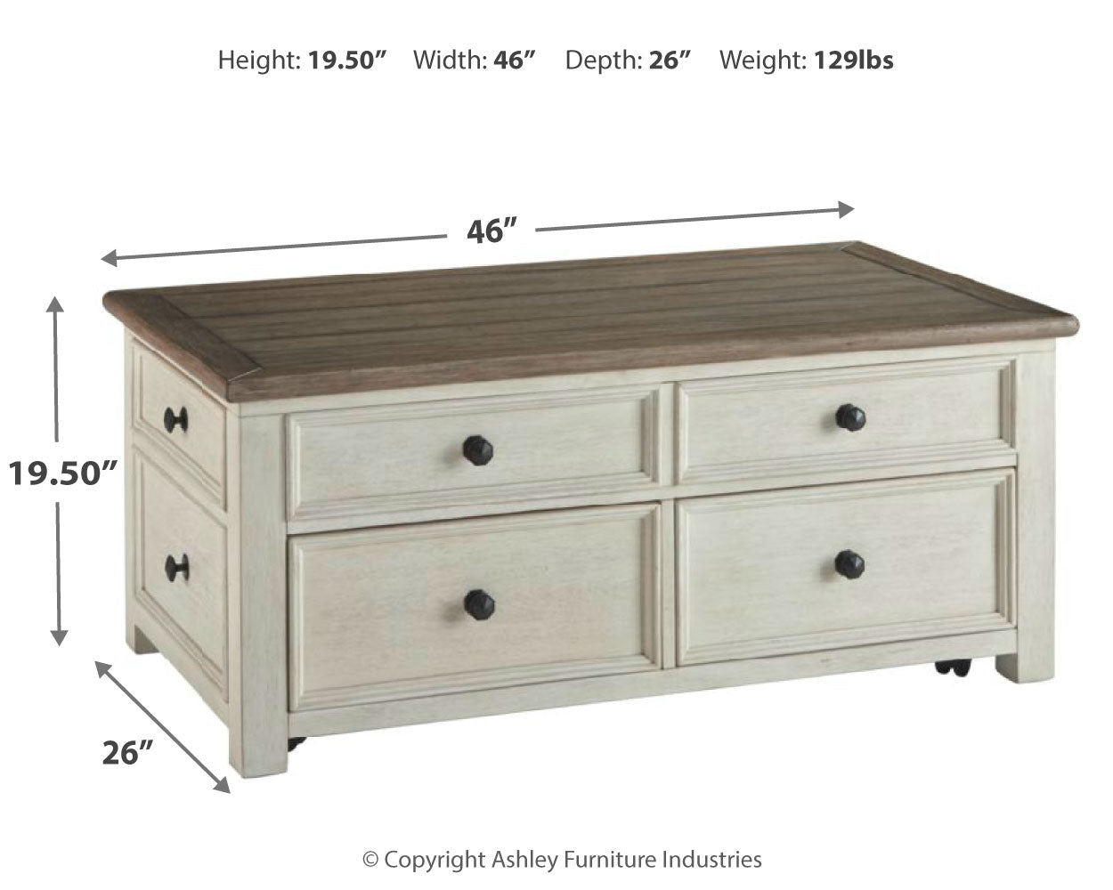 Bolanburg Coffee Table with Lift Top Ashley Furniture