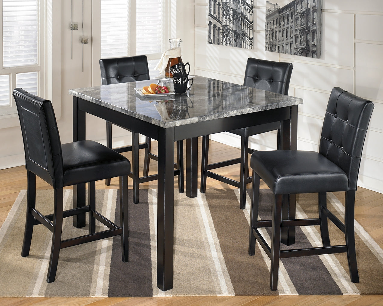 J&M Furniture - Ashley Furniture - Maysville Counter Height Dining Table and Bar Stools (Set of 5) - Square Counter TBL Set (5/CN) - D154-223