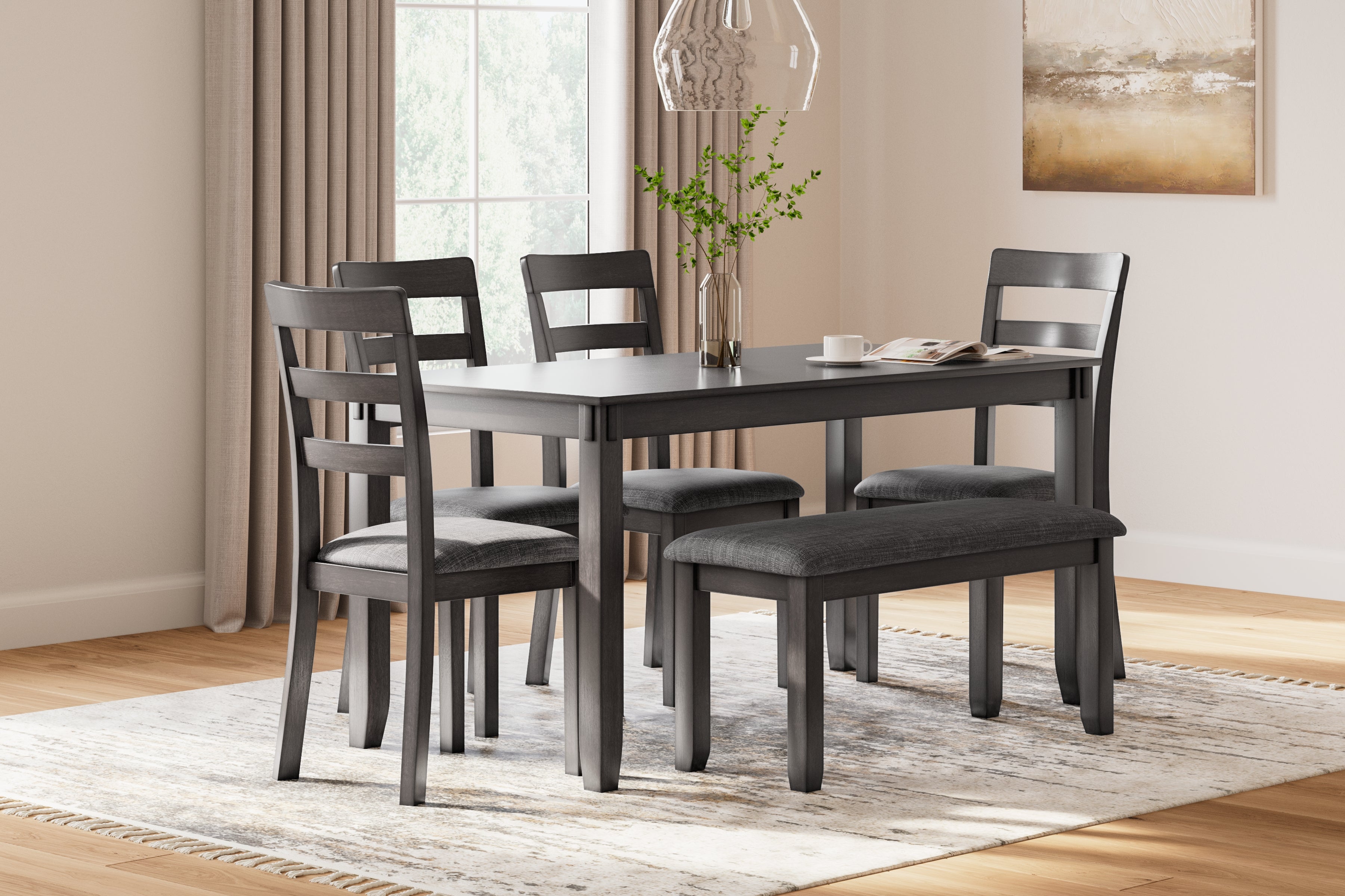J&M Furniture - Ashley Furniture - Bridson Dining Table and Chairs with Bench (Set of 6) - RECT DRM Table Set (6/CN) - D383-325