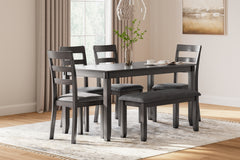 J&M Furniture - Ashley Furniture - Bridson Dining Table and Chairs with Bench (Set of 6) - RECT DRM Table Set (6/CN) - D383-325