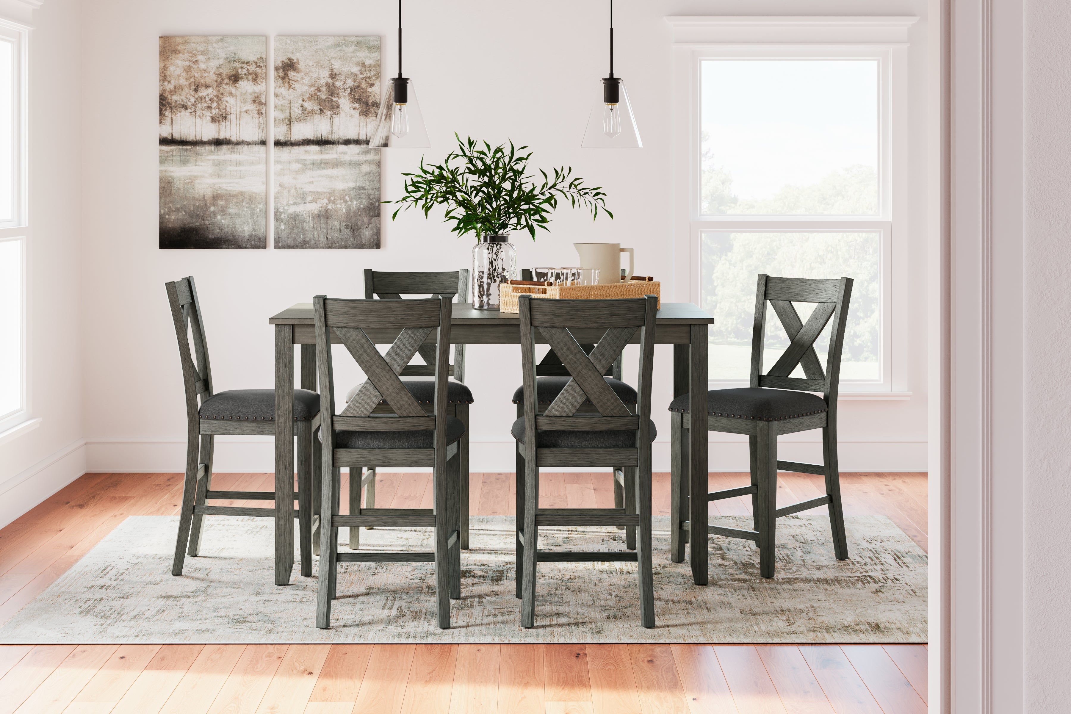 J&M Furniture - Ashley Furniture - Caitbrook Counter Height Dining Table and Bar Stools (Set of 7) - RECT DRM Counter TBL Set(7/CN) - D388-423