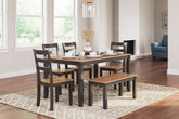 J&M Furniture - Ashley Furniture - Gesthaven Dining Table with 4 Chairs and Bench (Set of 6) - Dining Room Table Set (6/CN) - D396-325
