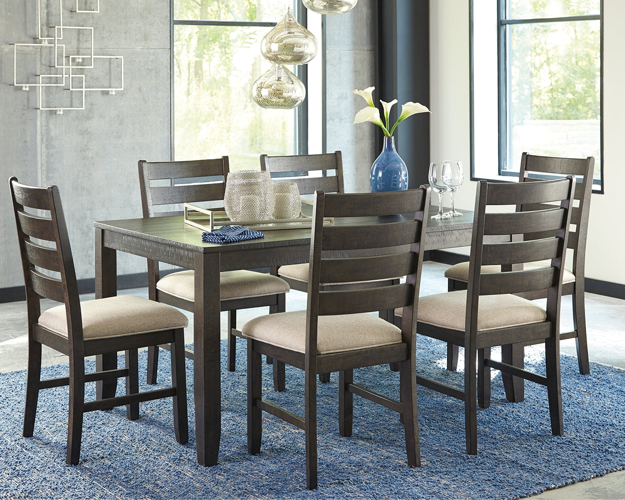 J&M Furniture - Ashley Furniture - Rokane Dining Table and Chairs (Set of 7) - Dining Room Table Set (7/CN) - D397-425