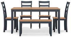 Gesthaven Dining Table with 4 Chairs and Bench (Set of 6)
