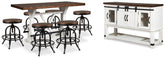 J&M Furniture - Ashley Furniture - Valebeck Counter Height Dining Table, 6 Barstools and Server - Counter Height Dining Table, 6 Barstools and Server - D546D32