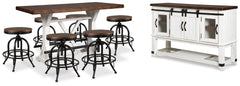 J&M Furniture - Ashley Furniture - Valebeck Counter Height Dining Table, 6 Barstools and Server - Counter Height Dining Table, 6 Barstools and Server - D546D32