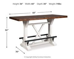 Valebeck Counter Height Dining Table, 6 Barstools and Server