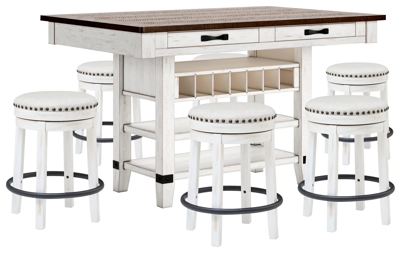 J&M Furniture - Ashley Furniture - Valebeck Counter Height Dining Table and 6 Barstools - Counter Height Dining Table and 6 Barstools - D546D33