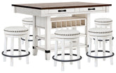 J&M Furniture - Ashley Furniture - Valebeck Counter Height Dining Table and 6 Barstools - Counter Height Dining Table and 6 Barstools - D546D33