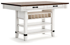 Valebeck Counter Height Dining Table and 6 Barstools