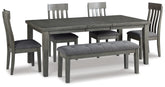 J&M Furniture - Ashley Furniture - Hallanden Dining Table, 4 Chairs, and Bench - Dining Table, 4 Chairs, and Bench - D589D2