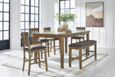 J&M Furniture - Ashley Furniture - Urbinforte Counter Height Extension Dining Table, 4 Barstools and Bench - Counter Height Extension Dining Table, 4 Barstools and Bench - PCD592D4