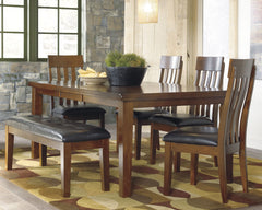 J&M Furniture - Ashley Furniture - Ralene Dining Table and 4 Chairs and Bench - Dining Table and 4 Chairs and Bench - D594D2