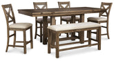 J&M Furniture - Ashley Furniture - Moriville Counter Height Dining Table with 4 Barstools and Bench - Counter Height Dining Table with 4 Barstools and Bench - D631D3