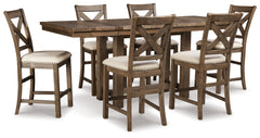 J&M Furniture - Ashley Furniture - Moriville Counter Height Dining Table and 6 Barstools - Counter Height Dining Table and 6 Barstools - D631D10