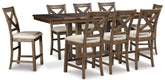 J&M Furniture - Ashley Furniture - Moriville Counter Height Extension Table and 8 Barstools - Counter Height Extension Table and 8 Barstools - D631D12