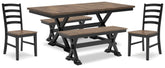 J&M Furniture - Ashley Furniture - Wildenauer Dining Table, 2 Chairs and 2 Benches - Dining Table, 2 Chairs and 2 Benches - D634D7
