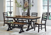 J&M Furniture - Ashley Furniture - Wildenauer Dining Table, 4 Chairs and Bench - Dining Table, 4 Chairs and Bench - D634D2