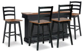 J&M Furniture - Ashley Furniture - Wildenauer Bar Table and 4 Barstools - Bar Table and 4 Barstools - D634D6