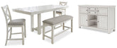 J&M Furniture - Ashley Furniture - Robbinsdale Counter Height Dining Table, 2 Barstools, Bench and Server - Counter Height Dining Table, 2 Barstools, Bench and Server - D642D8