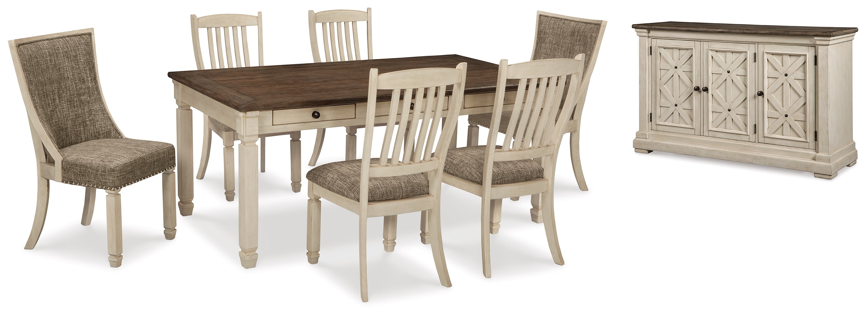 J&M Furniture - Ashley Furniture - Bolanburg Dining Table and 6 Chairs with Server - Dining Table and 6 Chairs with Server - D647D22