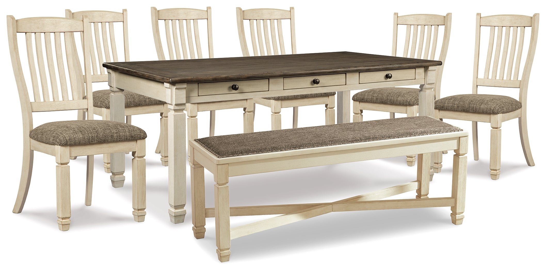 J&M Furniture - Ashley Furniture - Bolanburg Dining Table, 6 Chairs, and Bench - Dining Table, 6 Chairs, and Bench - D647D26