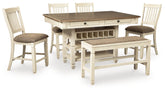 J&M Furniture - Ashley Furniture - Bolanburg Counter Height Dining Table and 4 Barstools and Bench - Counter Height Dining Table and 4 Barstools and Bench - D647D12