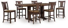 Rylandeen Counter Height Extension Dining Table and 6 Barstools