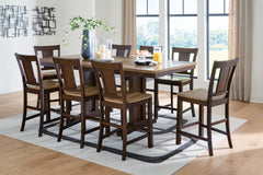 J&M Furniture - Ashley Furniture - Rylandeen Counter Height Extension Dining Table and 8 Barstools - Counter Height Extension Dining Table and 8 Barstools - PCD651D6
