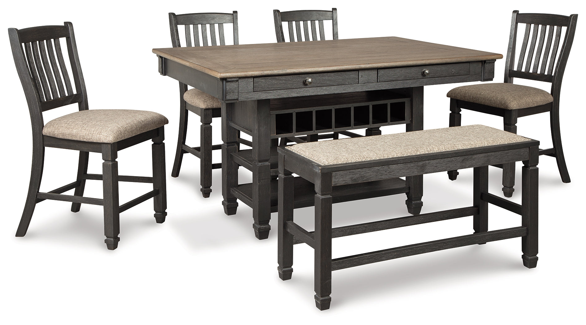 J&M Furniture - Ashley Furniture - Tyler Creek Counter Height Dining Table and 4 Barstools and Bench - Counter Height Dining Table and 4 Barstools and Bench - D736D8