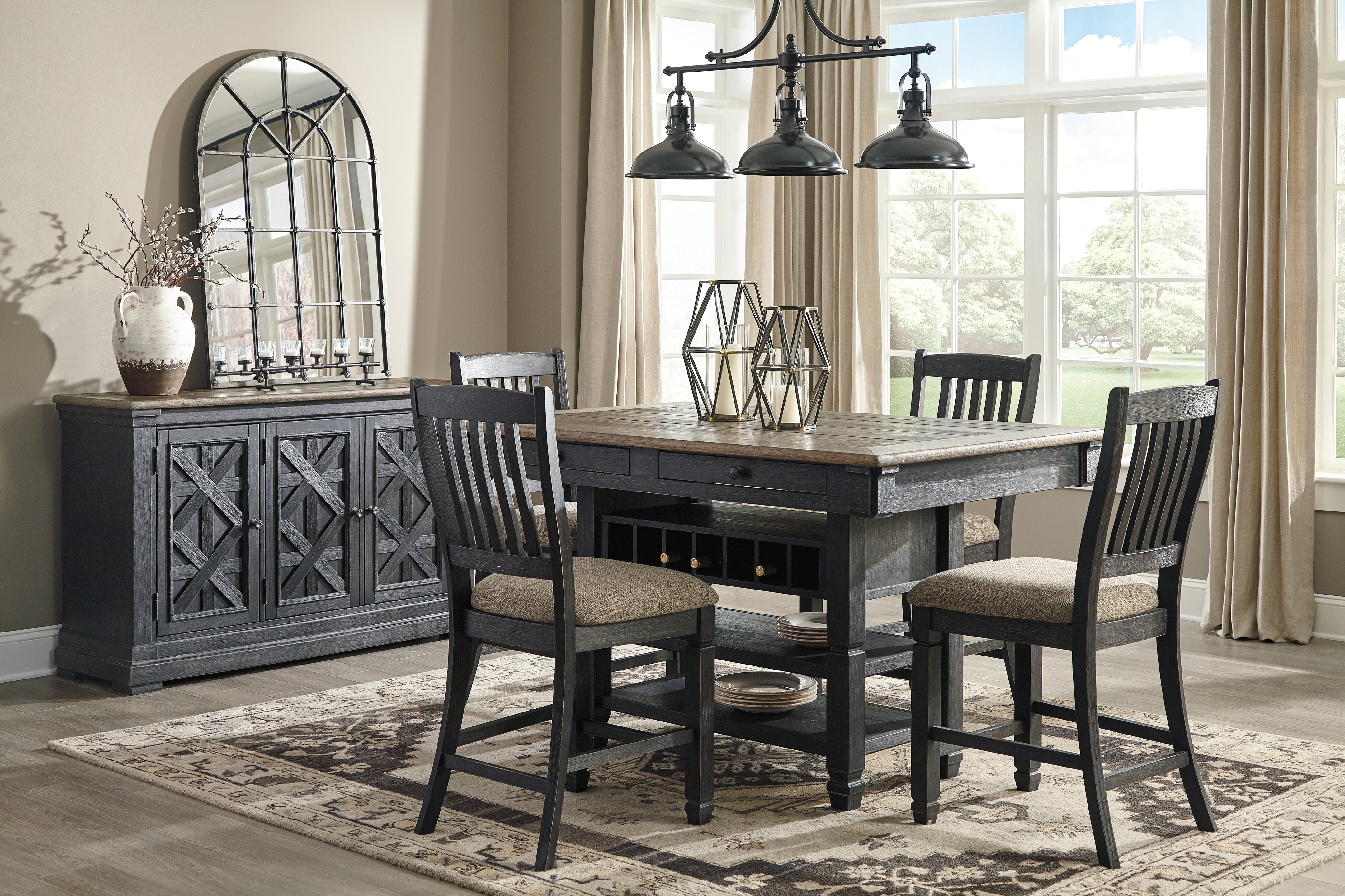 J&M Furniture - Ashley Furniture - Tyler Creek Counter Height Dining Table and 4 Barstools with Server - Counter Height Dining Table and 4 Barstools with Server - D736D10
