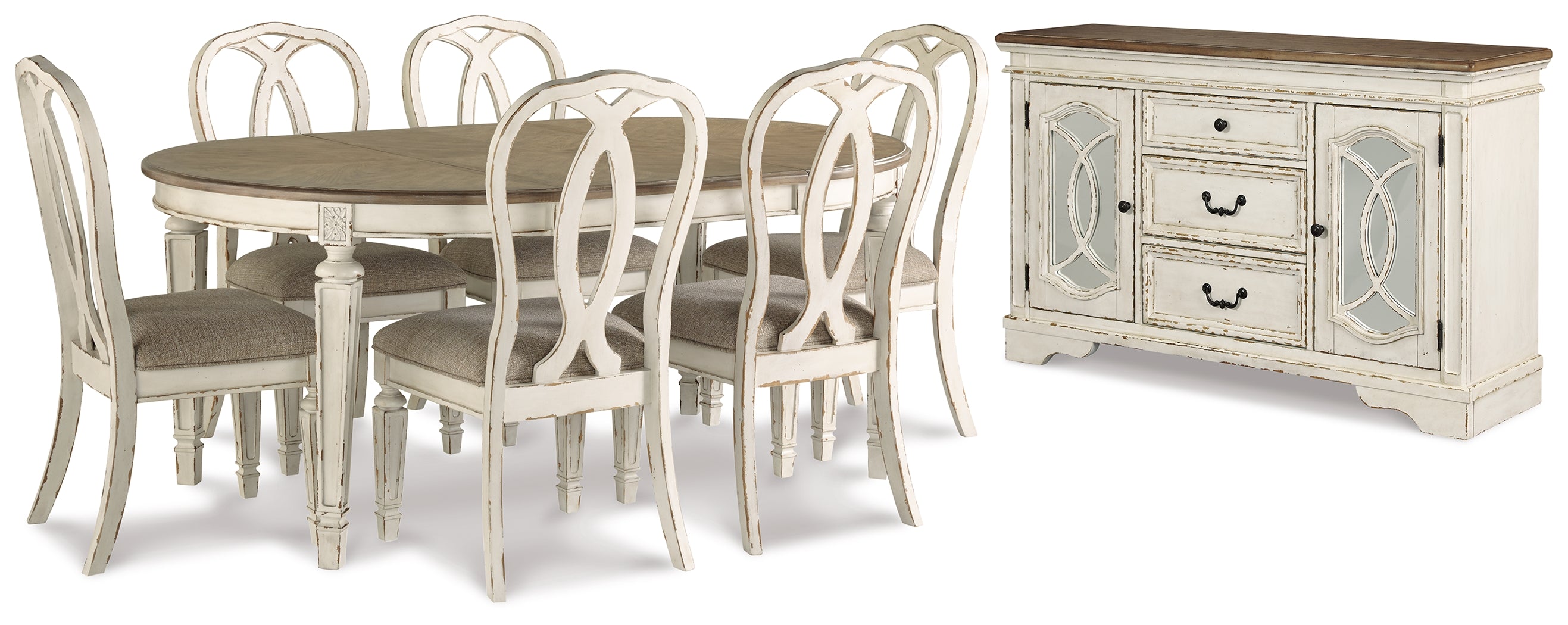J&M Furniture - Ashley Furniture - Realyn Dining Table and 6 Chairs with Server - Dining Table and 6 Chairs with Server - D743D16